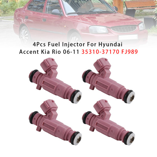 2006-2011 Hyundai Accent L4 1.6L 4Pcs Fuel Injector 35310-37170 FJ989 Generic