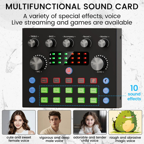 V8s Sound Card Live Sound Card Set BM800 Condenser Microphone for Podcast Record