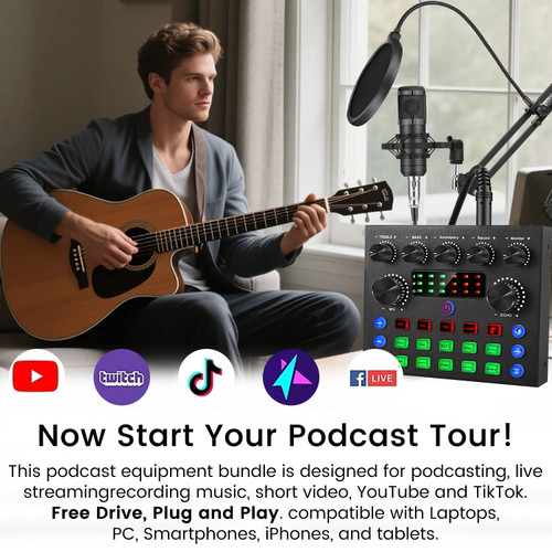 V8s Sound Card Live Sound Card Set BM800 Condenser Microphone for Podcast Record