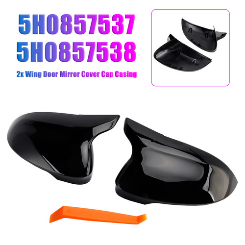 2020-2024 Volkswagen VW Golf 8 MK8 VIII 8R R GTI GTE GTD 2x Wing Door Mirror Cover Cap Casing Gloss Black Generic