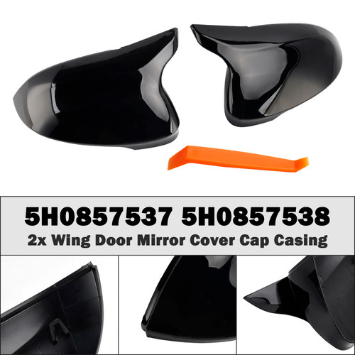 2020-2024 Volkswagen VW Golf 8 MK8 VIII 8R R GTI GTE GTD 2x Wing Door Mirror Cover Cap Casing Gloss Black Generic