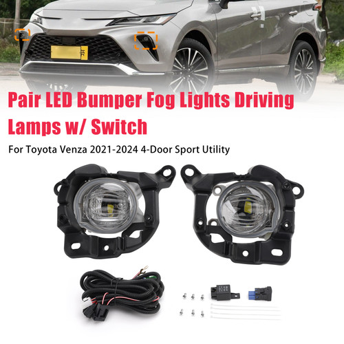 2021-2024 Toyota Venza 4-Door Sport Utility Pair LED Bumper Fog Lights Driving Lamps w/ Switch TO1038271 Generic