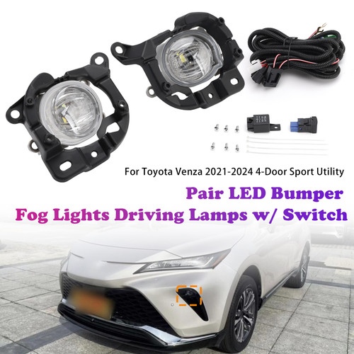 2021-2024 Toyota Venza 4-Door Sport Utility Pair LED Bumper Fog Lights Driving Lamps w/ Switch TO1038271 Generic