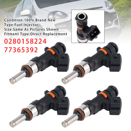 2008-2014 Alfa Romeo FIAT Lancia 4Pcs Fuel Injector 0280158224 77365392 Generic