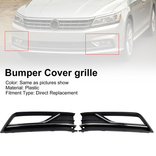 2016-2019 VW Passat B8 2PCS Fog Light Lamp Grille Cover 561854661M Chrome Generic