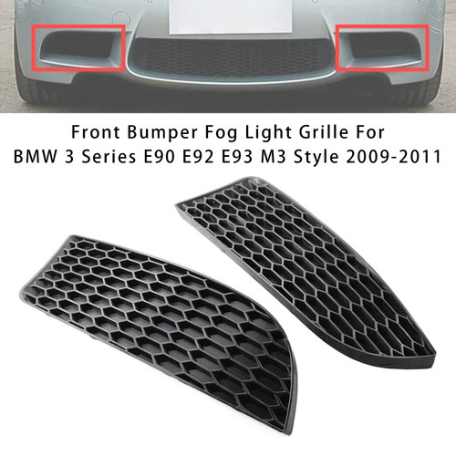 2009-2011 BMW 3 Series E90 E92 E93 M3 Style Front Bumper Fog Light Grille Black Generic