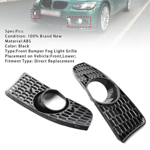 Front Bumper Fog Light Grille For BMW 3 Series E90 E92 E93 M3 Style 2009-2011
