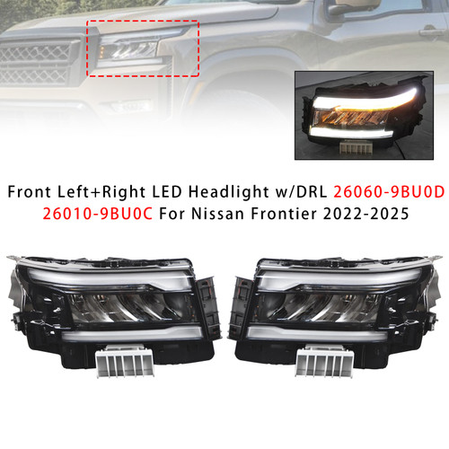 2022-2025 Nissan Frontier Front Left+Right LED Headlight w/DRL 26060-9BU0D 26010-9BU0C Generic