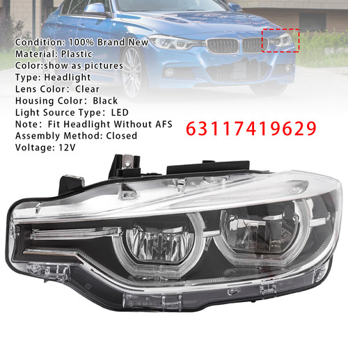 2016-2019 BMW 3 Series F30 320i 330i 340i Left LED Headlight 63117419629 Generic