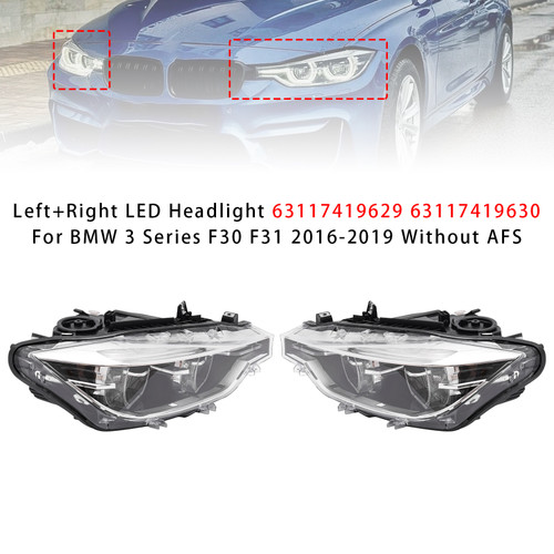 2016-2019 BMW 3 Series F30 320i 330i 340i Left+Right LED Headlight 63117419629 63117419630 Generic