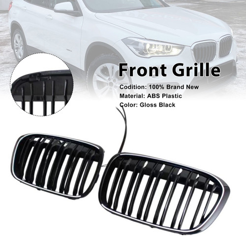 2016-2018 BMW X1 F48 F49 Front Kidney Grille Gloss Black Generic
