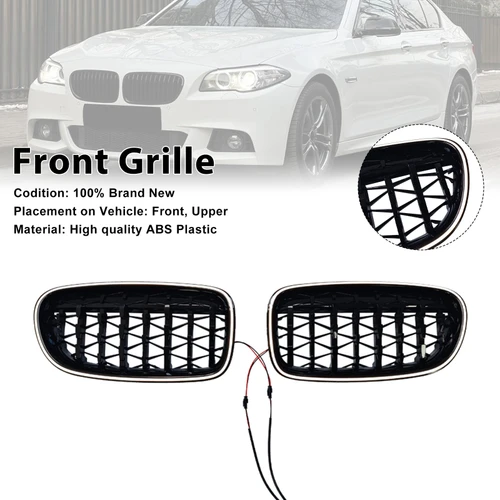 2009-2017 BMW 5-Series F10 F11 Kidney Bumper Grille Gloss Black Generic