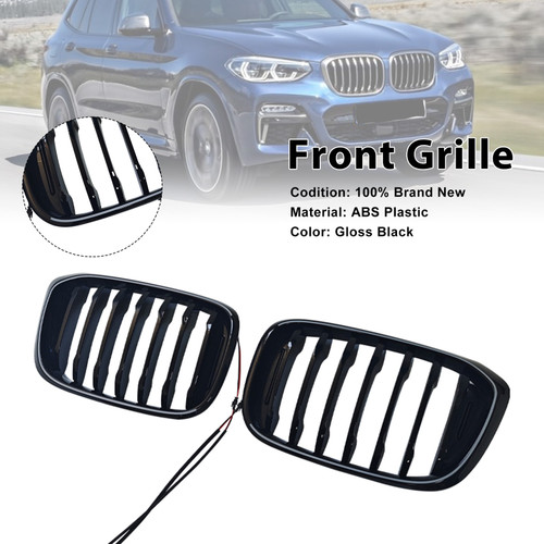 2018-2021 BMW X3 X4 Front Kidney Grille Gloss Black Generic