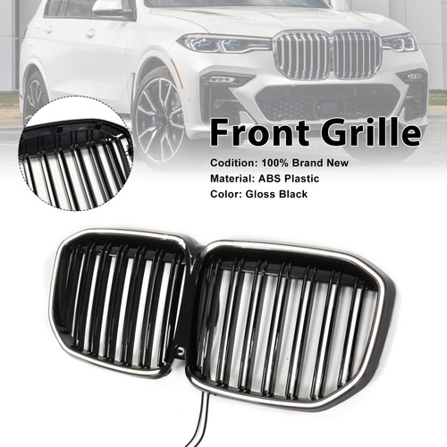 2019-2022 BMW X7 G07 Double Slat Gloss Black Front Kidney Grille Generic