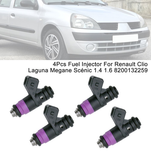 4Pcs Fuel Injector For Renault Clio Laguna Megane Scénic 1.4 1.6 8200132259