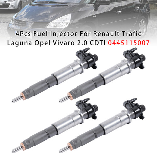 4Pcs Fuel Injector For Renault Trafic Laguna Opel Vivaro 2.0 CDTI 0445115007