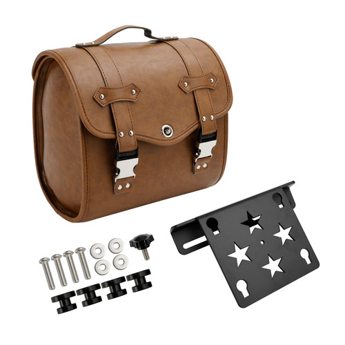 Motorbike Quick Release Saddlebag W/ Bracket Luggage Storage Brown Generic