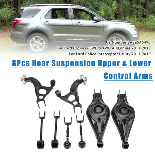 2011-2019 Ford Explorer FWD & 4WD All Engine 8Pcs Rear Suspension Upper & Lower Control Arms Generic