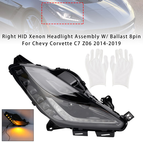 2014-2019 Chevy Corvette C7 Z06 Right HID Xenon Headlight Assembly W/ Ballast 8pin Generic