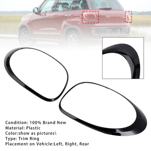2014-2020 Fiat 500L Left+Right Rear Taillight Lamp Trim Ring Black Generic