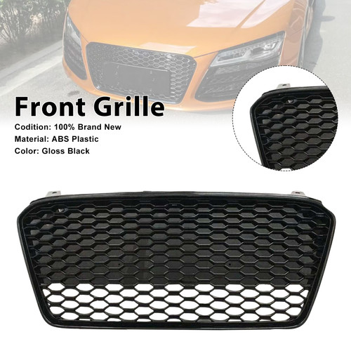 Front Henycomb Bumper Grille For 2013-2015 Audi R8 Gloss Black Generic
