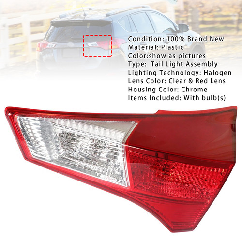 2013-2015 Toyota RAV4 Right Rear Inner Halogen Tail Light Assembly 815800R010 TO2803126 Generic