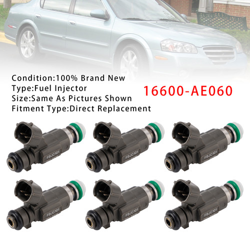 2002-2005 Nissan Altima Maxima Murano 6Pcs Fuel Injector 16600-AE060 Generic
