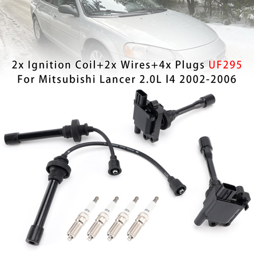 2x Ignition Coil+2x Wires+4x Plugs UF295 For Mitsubishi Lancer 2.0L l4 2002-2006