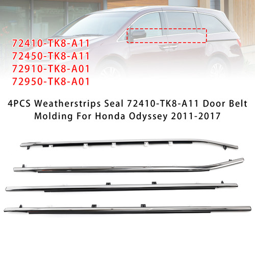 4PCS Weatherstrips Seal 72410-TK8-A11 Door Belt Molding For Honda Odyssey 2011-2017