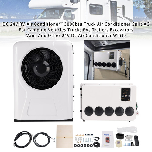 DC 24V RV Air Conditioner 13000btu Truck Split AC For Camping Vehicles Trucks RVs Trailers White