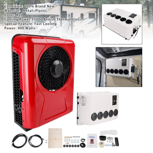 DC 24V RV Air Conditioner 13000btu Truck Split AC For Camping Vehicles Trucks RVs Trailers Red