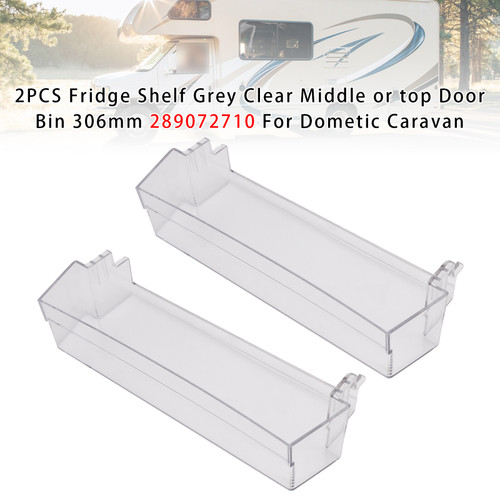 2PCS Fridge Shelf Grey Clear Middle Or Top Door Bin 306mm 289072710 For Dometic Caravan
