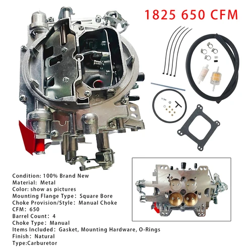 1825 Carburetor 650 CFM 4-BBL Manual Choke For Thunder AVS 1825 650 CFM