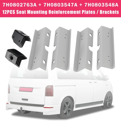 12x Seat Mounting Reinforcement Plates/Brackets For VW T5 T6 2 + 1 Rear Seats