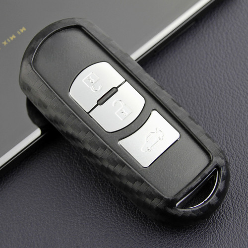 2013-2019 Mazda 2 3 6 Leather Silicone Car Key Case Cover With Buckle Generic