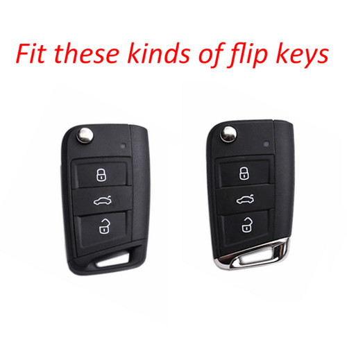 2019- Audi A1 Leather Silicone Car Key Case Cover With Buckle Generic