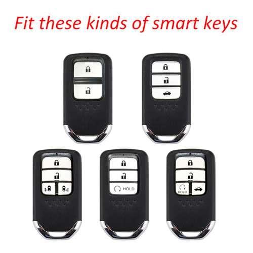 2013-2019 Honda Civic Accord Odyssey Leather Silicone Car Key Case Cover With Buckle Generic