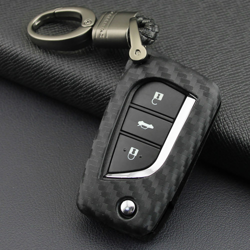 2018-2020 Toyota Camry C-HR Leather Silicone Car Key Case Cover With Buckle Generic