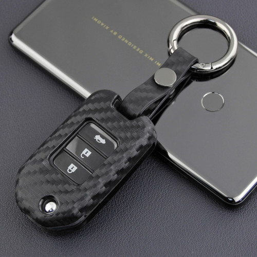 2013-2019 Honda Civic CR-V Odyssey Accord Leather Silicone Car Key Case Cover With Buckle Generic