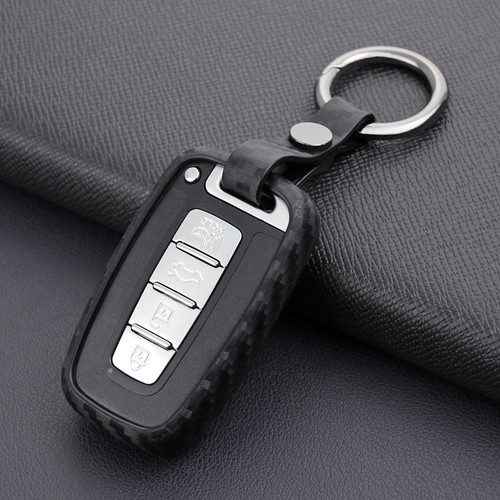 2009-2015 Hyundai Elantra Genesis Veloster Leather Silicone Car Key Case Cover With Buckle Generic