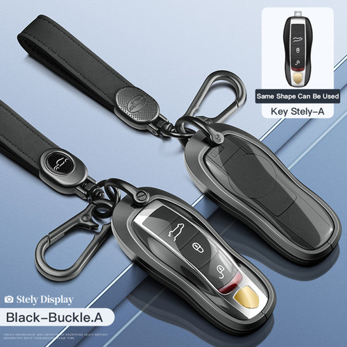 Aluminum Alloy TPU Silvery Car Key Case Cover With Buckle For Porsche Cayenne 911
