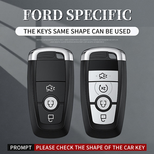 Aluminum Alloy TPU Black Car Key Case Cover With Buckle For Ford