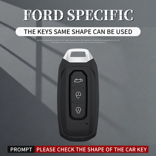 Aluminum Alloy Black TPU Black Car Key Case Cover With Buckle For Ford