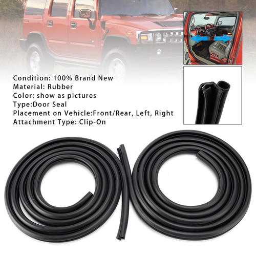 2Pcs Front/Rear Door Rubber Seal Weatherstrip For Hummer H2 2003-2009