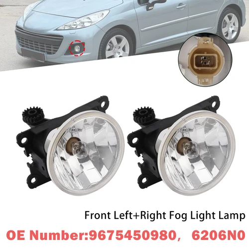 2x Front Fog Light Lamp 9675450980 For Peugeot 208 308 2008 2013-2019