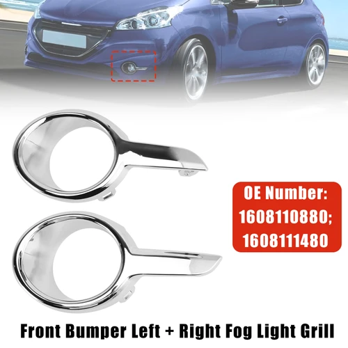 Left + Right Fog Light Grill 1608110880 1608111480 For Peugeot 208 2012-2015