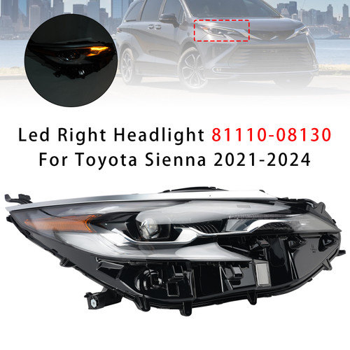 Led Right Headlight 81110-08130 For Toyota Sienna 2021-2024