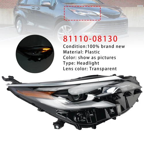 Led Right Headlight 81110-08130 For Toyota Sienna 2021-2024