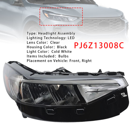 Right LED Headlight Assembly PJ6Z13008C For Ford Escape 2023-2025