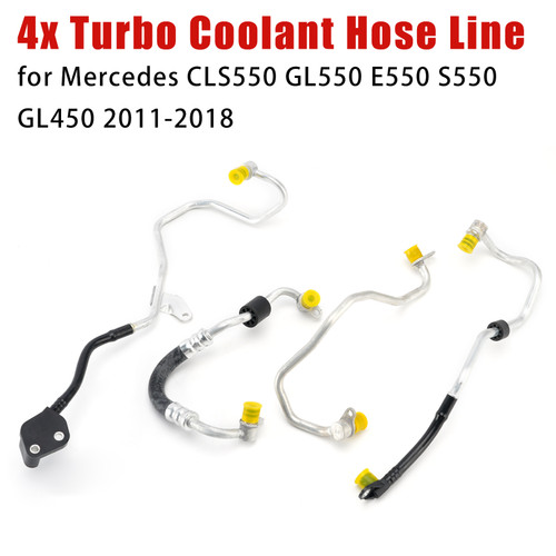 4x Turbo Coolant Hose Line for Mercedes CLS550 GL550 E550 S550 GL450 2011-2018